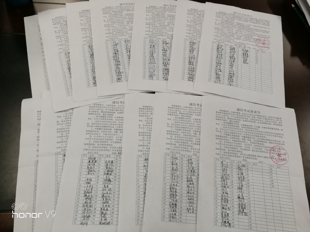 诚信考试承诺书签署材料
